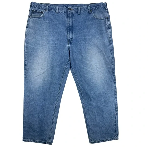 Carhartt B17 DST Relaxed Fit Jeans Mens 50x30 Blue Denim Work Pants Medium Wash - Picture 1 of 13